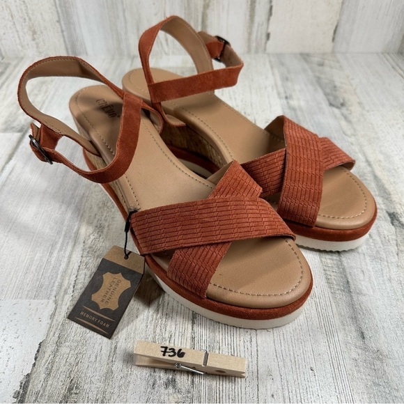 New CREVO Women's Sycamore Wedge Heel Sandals Terracotta #736 - Picture 11 of 11